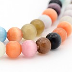 Cat Eye Beads, Round, Mixed Color, 6mm, Hole: 1mm