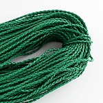 Плетеные имитация кожаные шнуры, круглая фурнитура для браслета, зелёные, 3x3 мм, около 103.89 ярда (95 м) / пачка