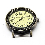 Сплав часы compoments, плоско-круглые, античная бронза, 40x35x8 мм, отверстие : 20x1 мм
