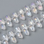 Crystal Glass Beads Strands, Top Drilled Beads, Faceted, Teardrop, Clear AB, 13x6mm, Hole: 1mm, about 100pcs/strand, 16.5 inch