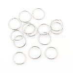 304 Stainless Steel Open Jump Rings, Stainless Steel Color, 18 Gauge, 10x1mm, Inner Diameter: 8mm, about 61pcs/10g