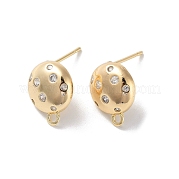 Brass Micro Pave Cubic Zirconia Stud Earring Findings KK-E107-25A-G