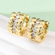 Латунные серьги-кольца из прозрачного кубического циркония EJEW-H158-14G