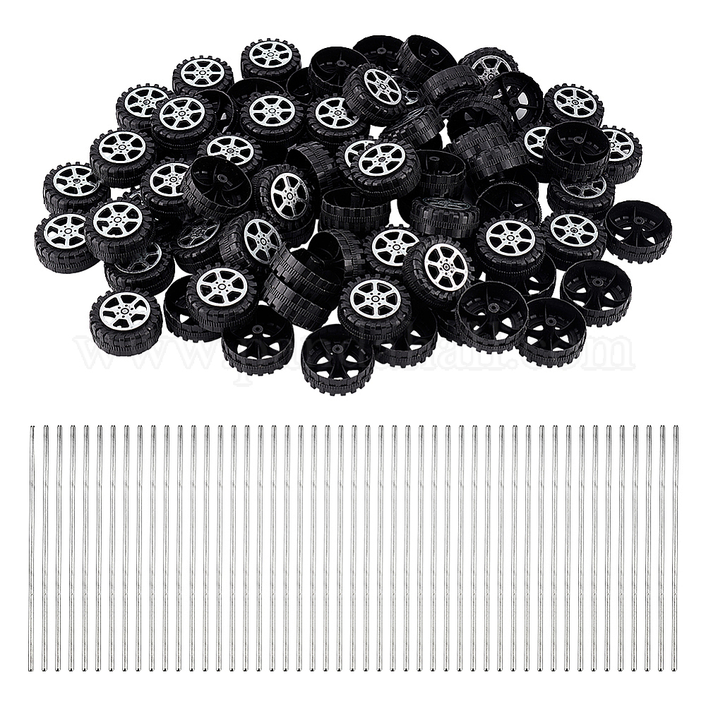 KONTONTY Jeu de roues en plastique pour véhicules tout-terrain à l'échelle 1/10 - Noir, Noir/blanc
