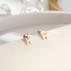Orecchini a bottone in acciaio inossidabile 304 per donna, cervo, oro roso, 11x7mm