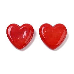 Manuell Murano Glas Perlen, Herz, rot, 19~19.5x20x6.5~7 mm, Bohrung: 1.6 mm