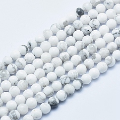 Fili di perline howlite naturale, tondo, 4mm, Foro: 1 mm, circa 86pcs/filo, 15 pollice (38 cm)