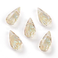 Pendentifs en strass en verre gaufré, larme, facette, le paradis brille, 14x7x4mm, Trou: 1.2mm