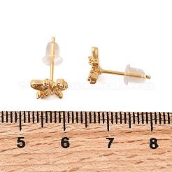 Pendientes de mariposa con micropavé de latón y circonitas cúbicas transparentes&nbsp;EJEW-C158-16B-G