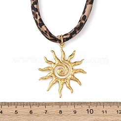 Collane con ciondolo a forma di sole in acciaio inossidabile 304 e stampa leopardata&nbsp;NJEW-D340-04G