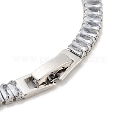 Messing Pavé-Armbänder mit klaren Zirkonia und rechteckigen Gliedern&nbsp;BJEW-B094-11A-P