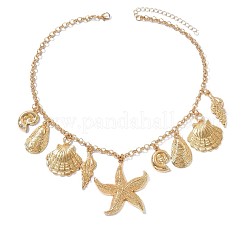 Boho-Sommer-Strand-Halsketten mit Seestern- und Muschelanhänger aus Zinklegierung für Damen&nbsp;WGA7543-02