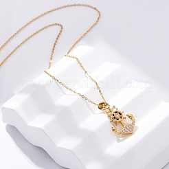 Collane con ciondolo a forma di ancora in cristallo e strass in acciaio inossidabile 304&nbsp;NJEW-Z057-01B-G
