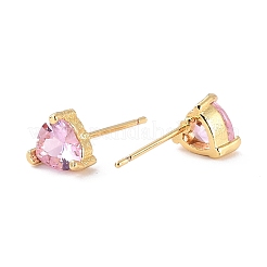Orecchini a perno con zirconi cubici rosa a cuore delicato per lei&nbsp;EJEW-C002-11G-RS
