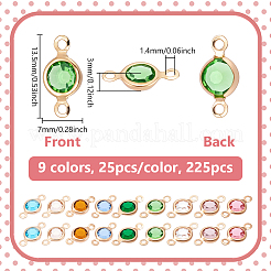 225 Stück 9 Farben Messing mit facettierten Glasgliedern Verbinder Charms&nbsp;KK-NB0004-27