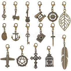 Décorations de pendentif en alliage 16pcs&nbsp;HJEW-CP00083