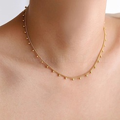 Collares de cadena trenzada con borlas y cuentas redondas de acero inoxidable 304 para mujer&nbsp;FS-WG442A8-01