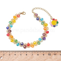Verstellbare Armbänder aus Glasperlen mit lächelndem Gesicht für Damen&nbsp;BJEW-MZ00339