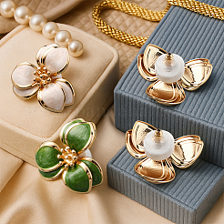 2 paire de boucles d'oreilles à tige en alliage émaillé de 2 couleurs&nbsp;EJEW-GO0007-011