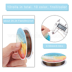 10 rouleau de fil de cuivre rond pour bijoux de 10 couleurs&nbsp;CWIR-FG0001-02B