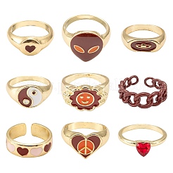 9 Stück 9 Stil Herz & Panzerkette & ovale Ringe&nbsp;RJEW-LS0001-57
