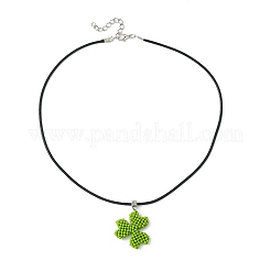 Collares colgantes con cuentas de semillas de vidrio y forma de trébol&nbsp;NJEW-MZ00087