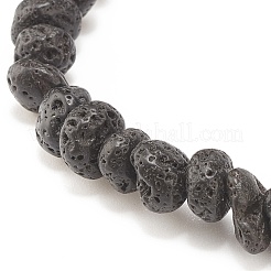 Bracciale elasticizzato con perline in pietra lavica naturale&nbsp;BJEW-JB08294-04
