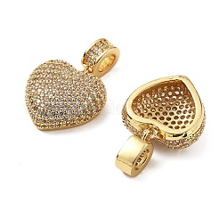 Pendentifs en forme de cœur en laiton micro pavé et zircone cubique transparent&nbsp;KK-Z114-09G