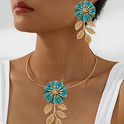 Ensembles de collier ras du cou et de boucles d'oreilles à tige en émail de fer pour femmes&nbsp;FS-WG539B6-01