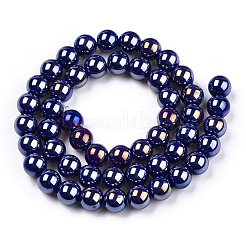 Chapelets de perles en verre opaque électrolytique&nbsp;LS-GLAA-T032-P8mm-AB03