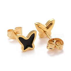 Orecchini a bottone in acciaio inossidabile smaltato 304&nbsp;EJEW-B009-07G-01