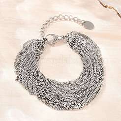 Mehrreihige Armbänder aus kubanischem Kettenmuster aus Edelstahl 304 für Damen&nbsp;BJEW-D460-01P