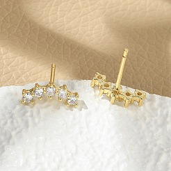 Messing Micro Pave klare Zirkonia Ohrstecker&nbsp;EJEW-R016-26G-15