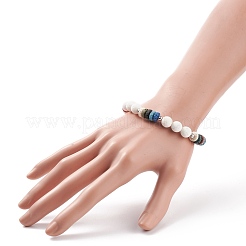 Braccialetto elasticizzato con perline di roccia lavica naturale (tinta).&nbsp;BJEW-TA00122-02