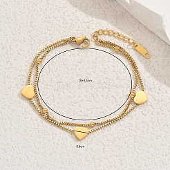Elegantes pulseras de cadena de caja de acero inoxidable 201 de doble capa&nbsp;LH8977