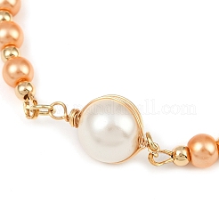 Bracciali a maglie rotonde con perle di vetro per donna&nbsp;BJEW-JB11975-02