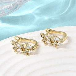 Boucles d'oreilles créoles en laiton avec micro pavé de zircons cubiques transparents&nbsp;EJEW-H180-29G