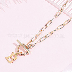 Collares colgantes con letras de acero inoxidable 304&nbsp;NJEW-LP0001-52B-G