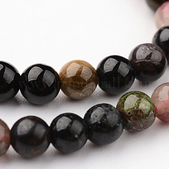Fili di perline rotonde di tormalina naturale multicolore&nbsp;G-F269-05-8mm