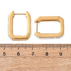 Pendientes de aro con circonitas cúbicas transparentes y pavé de acero inoxidable 304&nbsp;EJEW-D367-01G