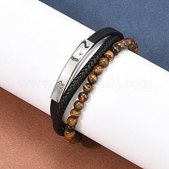 Geflochtene Lederarmbänder mit mehreren Strängen für Männer&nbsp;BJEW-Z081-16P