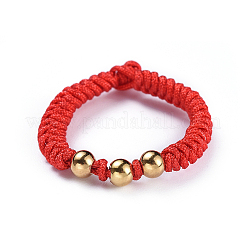 (vente d'usine de fêtes de bijoux) ensembles de bracelets et de bagues en perles tressées avec cordon en nylon réglable&nbsp;SJEW-JS01029-02