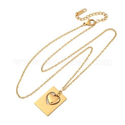 Collane con ciondolo a forma di cuore in acciaio inossidabile 304 rettangolari per donna&nbsp;NJEW-Z065-03G