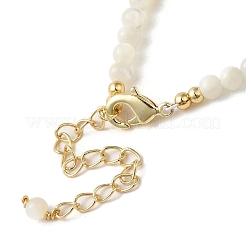 Ovales Gliederarmband aus natürlicher Paua-Muschel mit Perlen&nbsp;BJEW-C051-37G