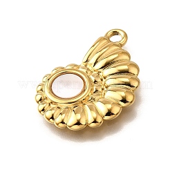 304 Edelstahl Pavé-Anhänger mit natürlichen weißen Muscheln&nbsp;STAS-C122-21C-02G