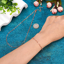 1 Set Herz-Gliederkettenarmbänder und Halskette aus Messing&nbsp;SJEW-TA0001-04