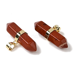 Pendentifs pointus à double borne en jaspe rouge naturel&nbsp;G-NH0001-15G-09
