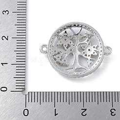 Crémaillère en laiton plaqué zircone cubique transparent rond plat avec breloques de connecteur d'arbre&nbsp;X-KK-A234-033P
