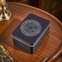Cajas de colección de cartas del tarot de hierro con estampado de nudos y estrellas&nbsp;AJEW-CN0007-91A