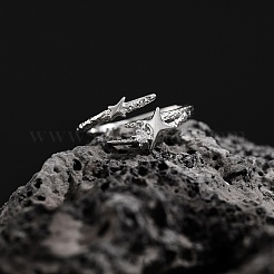 Messing Micro Pave Zirkonia Manschette offene Ringe&nbsp;WG64870-01